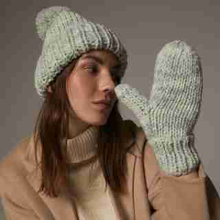 MULTI MARL KNIT MITTEN, MINT