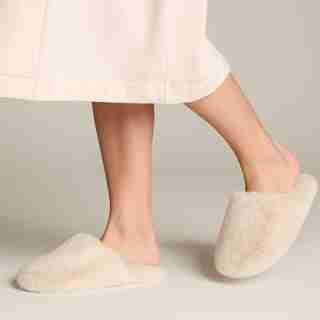 Faux Fur Slipper, Cream