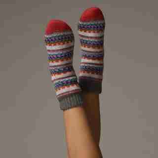 Chaussettes de Lecture Mi-mollet Pour Hommes – Fair Isle Nordique, Rouge