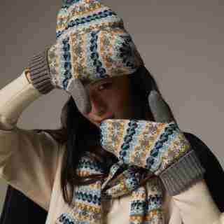 NORDIC FAIR ISLE MITTEN, STEEL BLUE