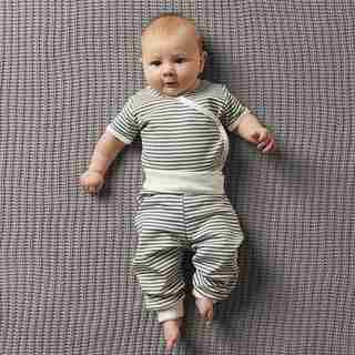 THE LITTLEST ORGANIC JOGGER PANT - CHARCOAL & WHITE STRIPE BABY 3-6 MONTHS
