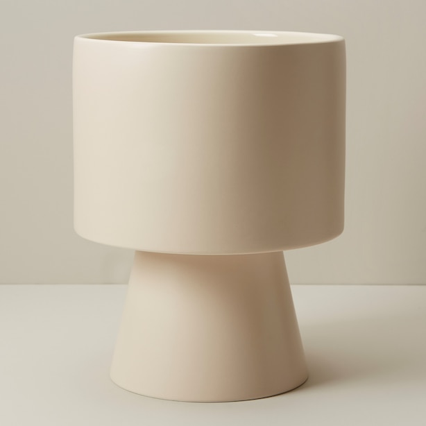 9.5" PEDESTAL FLOOR PLANTER, BISQUE