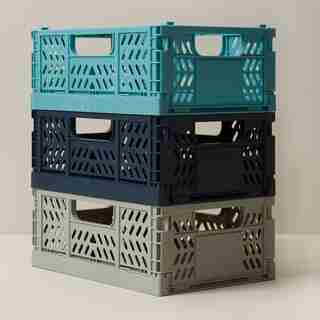 SET OF 3 SMALL STORAGE CRATES, BLUE