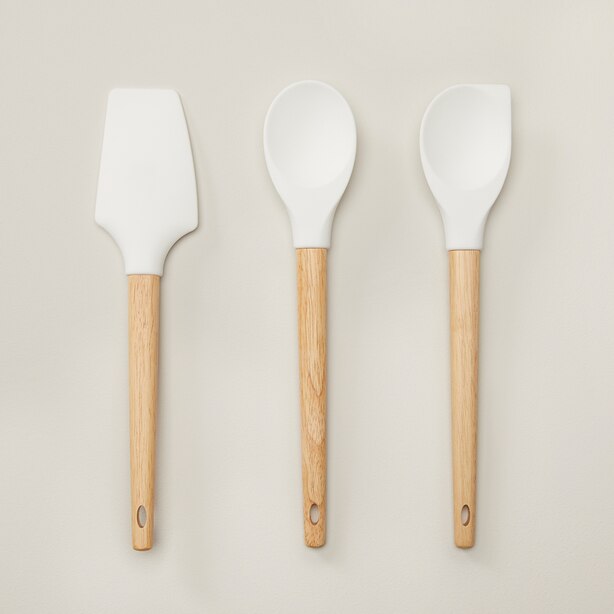 SET OF 3 WOOD & SILICONE UTENSILS, WHITE by OUI | Gifts | www.chapters ...