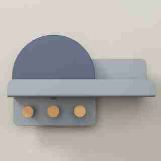OUI METAL & WOOD MULTI-STORAGE SHELF BLUE