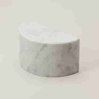 SMALL HALF-CIRCLE MARBLE BOOKEND, WHITE