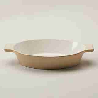 2.4 QT STONEWARE OVAL ROASTER, BISQUE