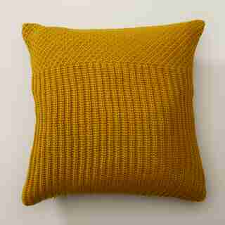 OUI RECYCLED KNIT PILLOW COVER ECRU OLIVE 18” X 18”