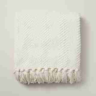RECYCLED CHEVRON CHENILLE THROW, IVORY