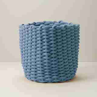 COTTON ROPE BASKET, BLUE STONE 12" X 12"