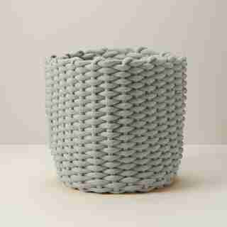 COTTON ROPE BASKET, LIGHT GREY 12" X 12"