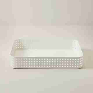 PERFORATED METAL PAPER TRAY, IVORY