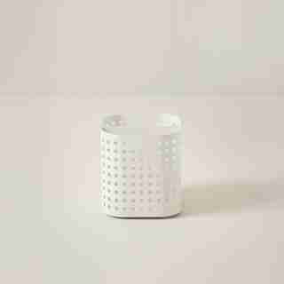 PERFORATED METAL DIVIDED PEN HOLDER, IVORY