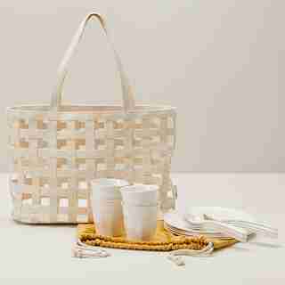 COTTON PICNIC BASKET TOTE