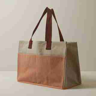 CARRY-ALL TOTE BAG TERRACOTTA AND TAUPE
