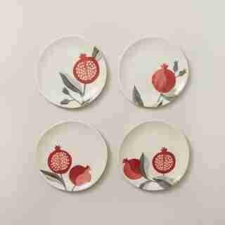 SET OF 4 POMEGRANATE APPETIZER PLATES