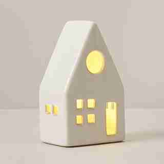 MAISON DÉCORATIVE EN CÉRAMIQUE AVEC AMPOULE LED