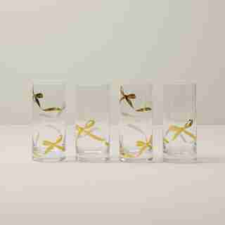 SET OF 4 RIBBON DRINKING GLASSES