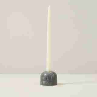 DUAL FUNCTION TAPER/TEALIGHT CANDLE HOLDER, SMALL GREY MARBLE