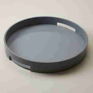 LARGE ROUND LACQUER TRAY, BLUE STONE