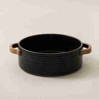 OUI RIDGED SOUP BOWL BLACK