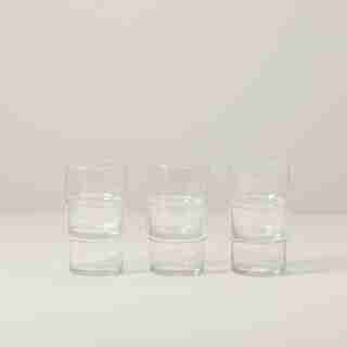 SET OF 6 STACKABLE BISTRO LOWBALL GLASSES, CLEAR