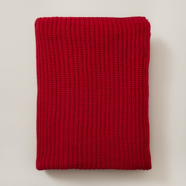 RECYCLED KNIT THROW BLANKET, RIBBON RED by OUI Gifts www.chapters.indigo.ca