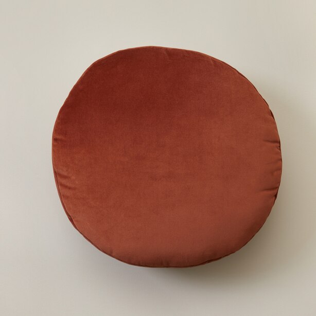 VELVET ROUND PILLOW CATHAY SPICE 16” by OUI Gifts www.chapters.indigo.ca
