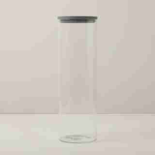 POT DE CUISINE EN VERRE AVEC COUVERCLE EN SILICONE – BLEU-GRIS, GRAND