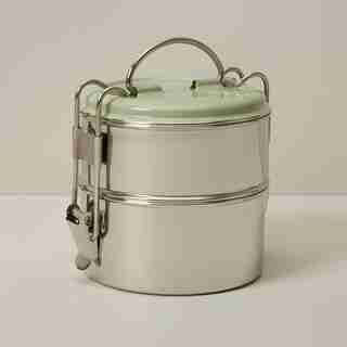 2-TIER STAINLESS STEEL TIFFIN BOX, FERN