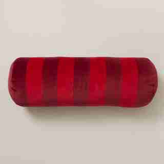 TRAVERSIN EN VELOURS – RAYURES, ROUGE (46 CM)