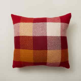 HOLIDAY CHECK PILLOW COVER, RIBBON RED 18" X 18"