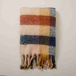 HOLIDAY CHECK THROW, BLUE JAY