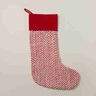 CHEVRON CHENILLE OVERSIZED STOCKING, RIBBON RED