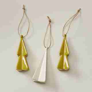 SET OF 3 CERAMIC TREE ORNAMENTS