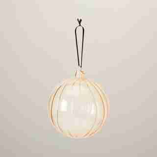 RIBBED ROUND GLASS ORNAMENT, LARGE GOLD