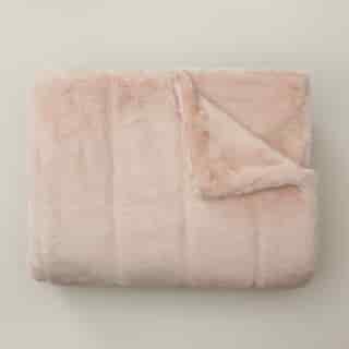 CHANNELLED FAUX FUR THROW ROSE