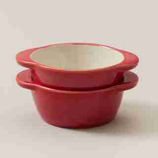 SET OF 2 STONEWARE RAMEKIN, RED 10 OZ.