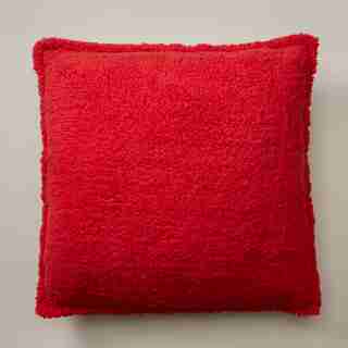 SHERPA PILLOW, TWO-TONE RED 18" X 18"