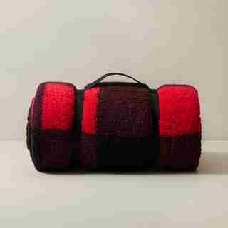 OVERSIZED SHERPA THROW BLANKET, BUFFALO CHECK HOLIDAY RED