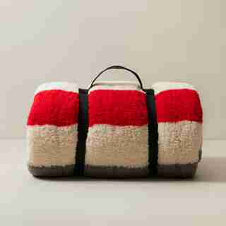 OVERSIZED SHERPA THROW BLANKET, HOLIDAY RED