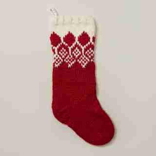 BAS DE NOËL EN TRICOT – MOTIF FAIR ISLE, ROUGE