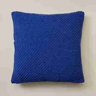 CHEVRON CHENILLE PILLOW COVER MAZARINE BLUE 18" X 18"