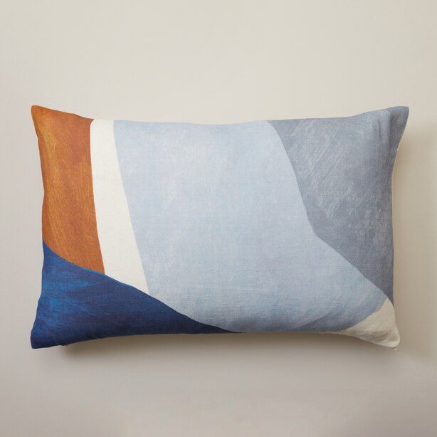 PAINTED ABSTRACT PILLOW COVER MAZARINE BLUE 16" X 24" by OUI Gifts www.chapters.indigo.ca