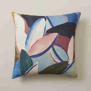 ABSTRACT FLORAL PILLOW COVER MAZARINE BLUE 18" X 18"