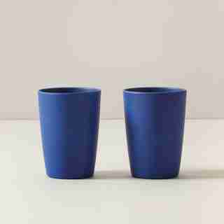 SET OF 2 BAMBOO FIBRE TUMBLERS BLUE