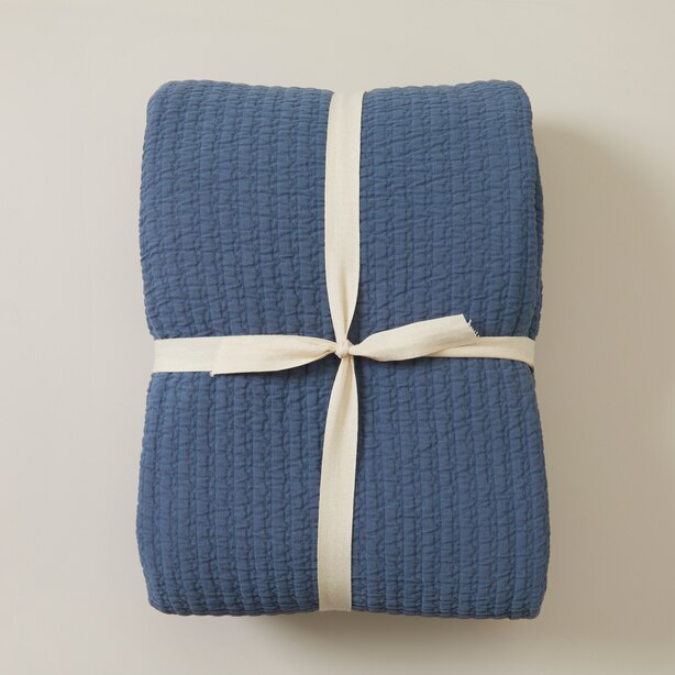COTTON MATELASSE COVERLET QUEEN DUSTY BLUE by OUI Gifts www.chapters.indigo.ca