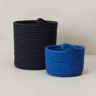 SET OF 2 MODULAR ROPE STORAGE BASKETS MAZARINE BLUE / BLUE DEPTHS