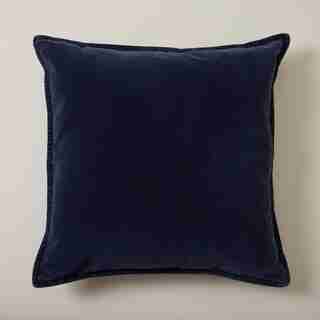 STONEWASHED VELVET PILLOW COVER WITH FLANGE NAVY 20 X 20