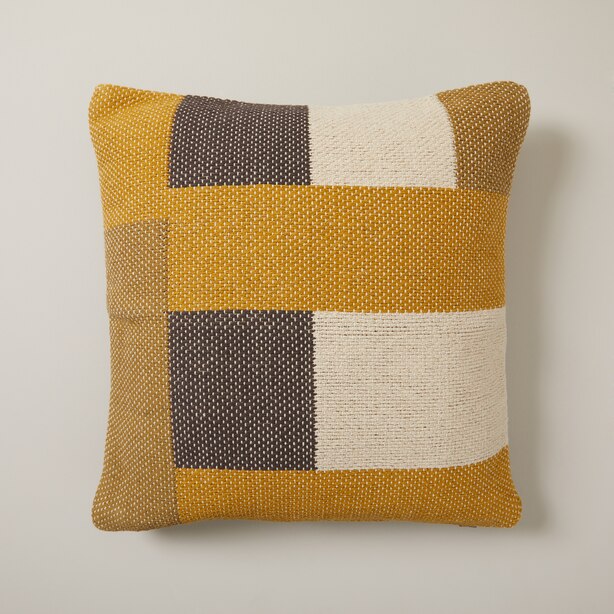 WOVEN COLOUR BLOCK PILLOW COVER TOBACCO 18 X 18 by OUI Gifts www.chapters.indigo.ca